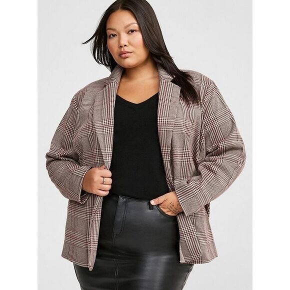 NWT Torrid Jacquard Double Knit Blazer Plus Size 6 Plaid Stretch Boucle Jacket - Picture 6 of 6